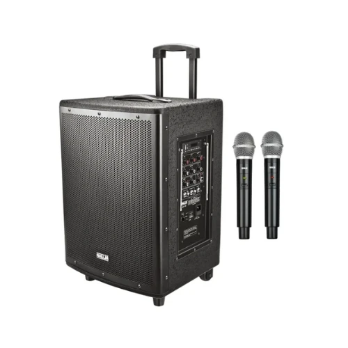 Ahuja ABX-800 60-Watt Portable Active Speaker With dual Hand Wireless Microphone with Rechargeable Battery