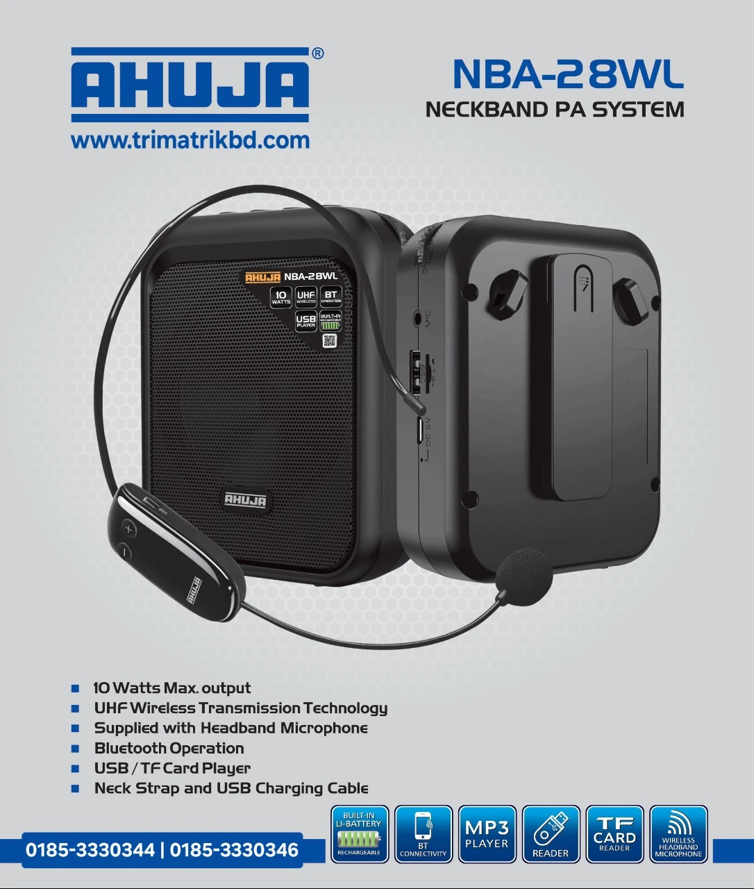 Ahuja NBA-28WL NECKBAND Porrable PA System with Wireless Microphone