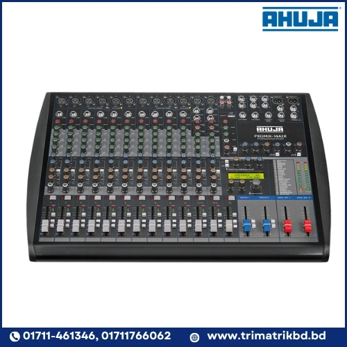 Ahuja PROMIX-1442R With Built-in MP3 Recorder, 24 Digital Effects, 2 Group Outputs, 48V Phantom Supply on all Channels