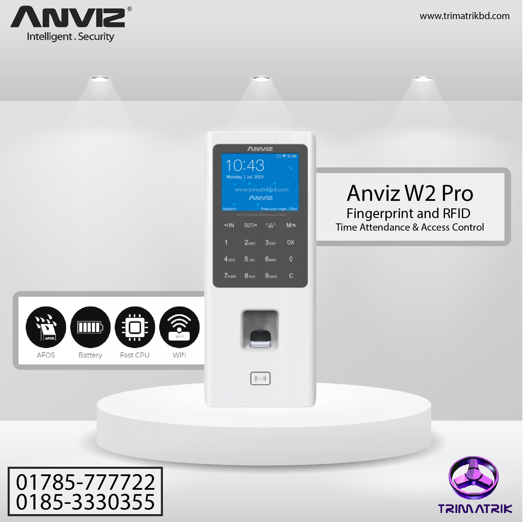 Anviz W2 Pro Color Screen Fingerprint & RFID Access Control