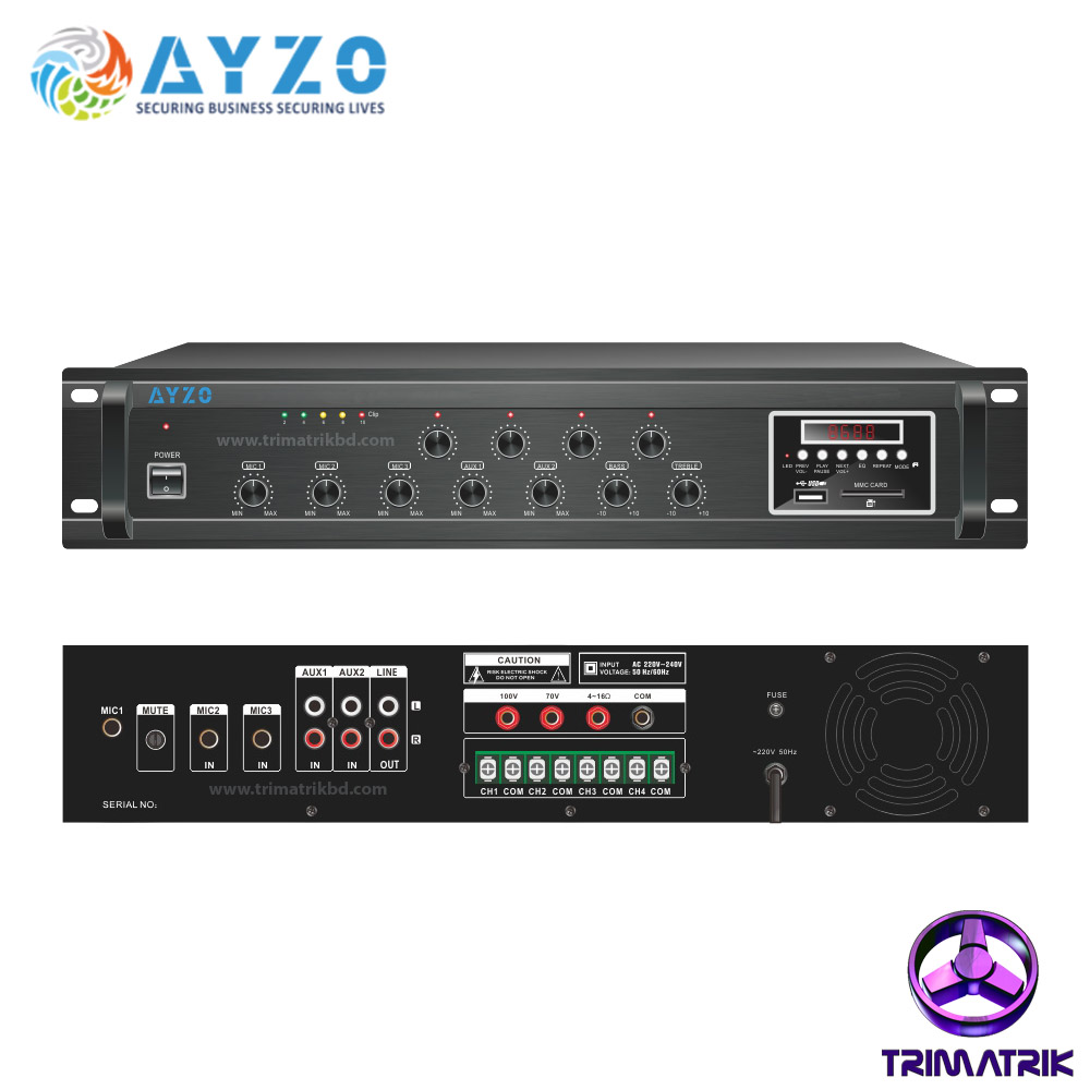 Ayzo A-BT-4Z-680W 680Watts 4-Zone Professional Amplifier