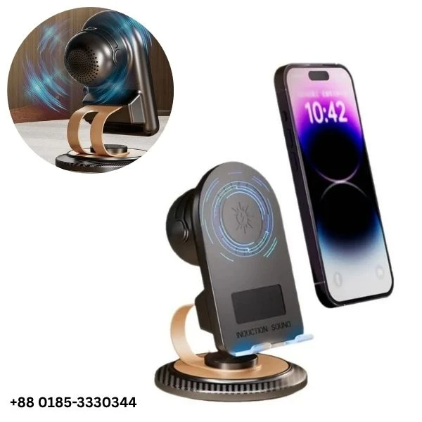 3 in 1 Induction Mobile Phone Holder 360° Rotate Portable Phone Stand HD Sound Multi-function Wireless Bluetooth Speaker Stand