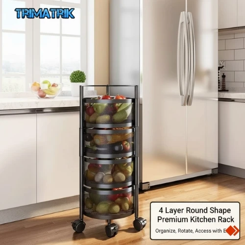 4 Layer Round Shape Premium Kitchen Rack