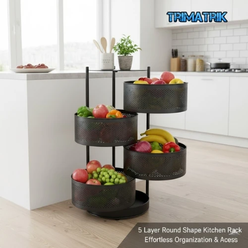 5 Layer Round Shape Kitchen Rack premium