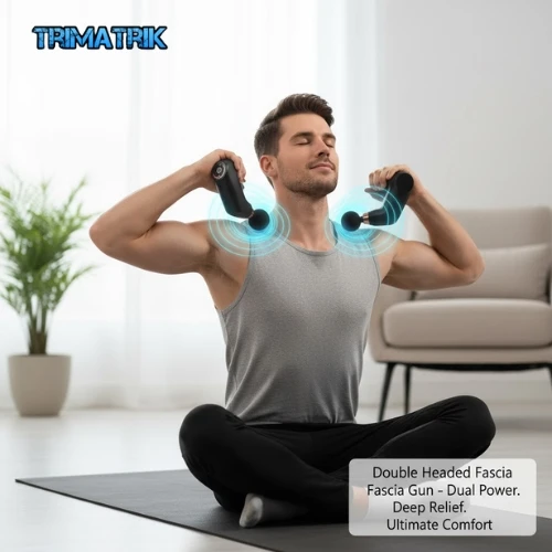 Double Headed Fascia Gun – Powerful Deep Tissue Muscle Massager for Pain Relief