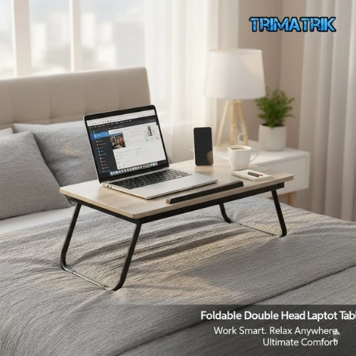 Foldable Double Head Laptop Table Adjustable