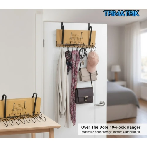 Over The Door 19-Hook Hanger – Maximize Your Space & Organize Easily