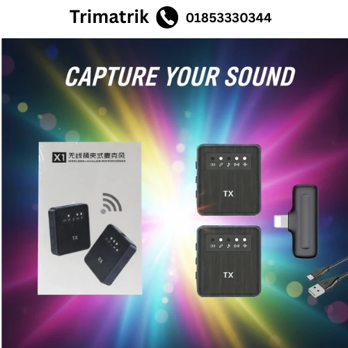 X1 Wireless Lavalier Microphone  Audio Video Voice Recording