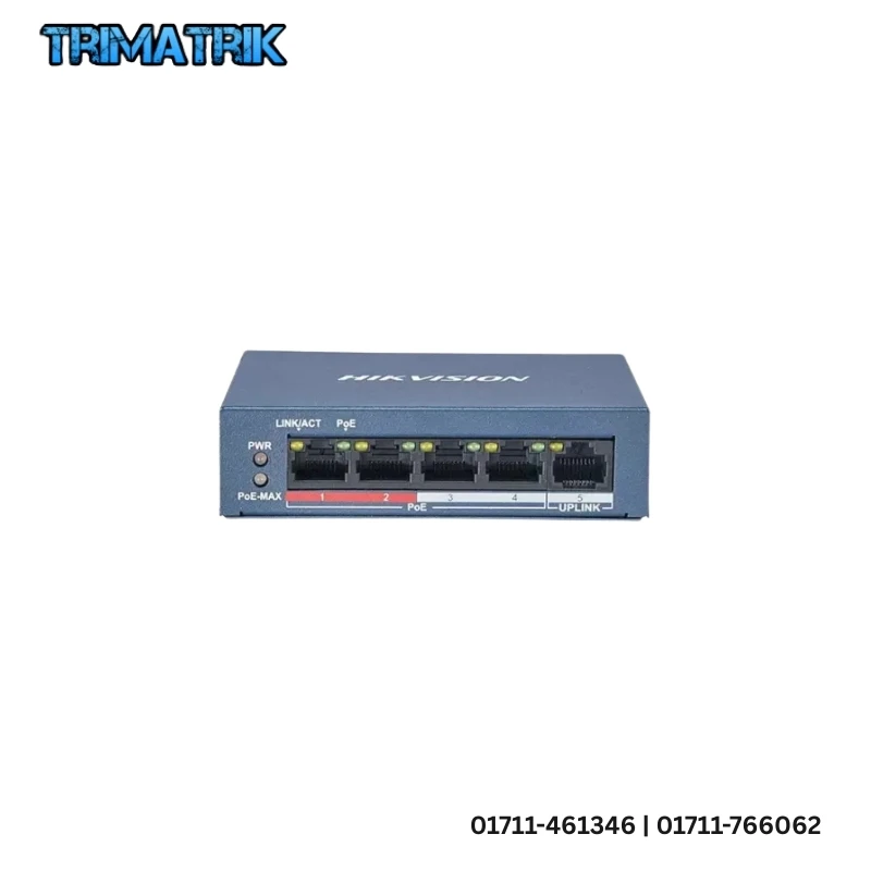 Hikvision DS-3E0105P-E/M 5-Port Fast Ethernet Unmanaged PoE Switch | Price in Bangladesh
