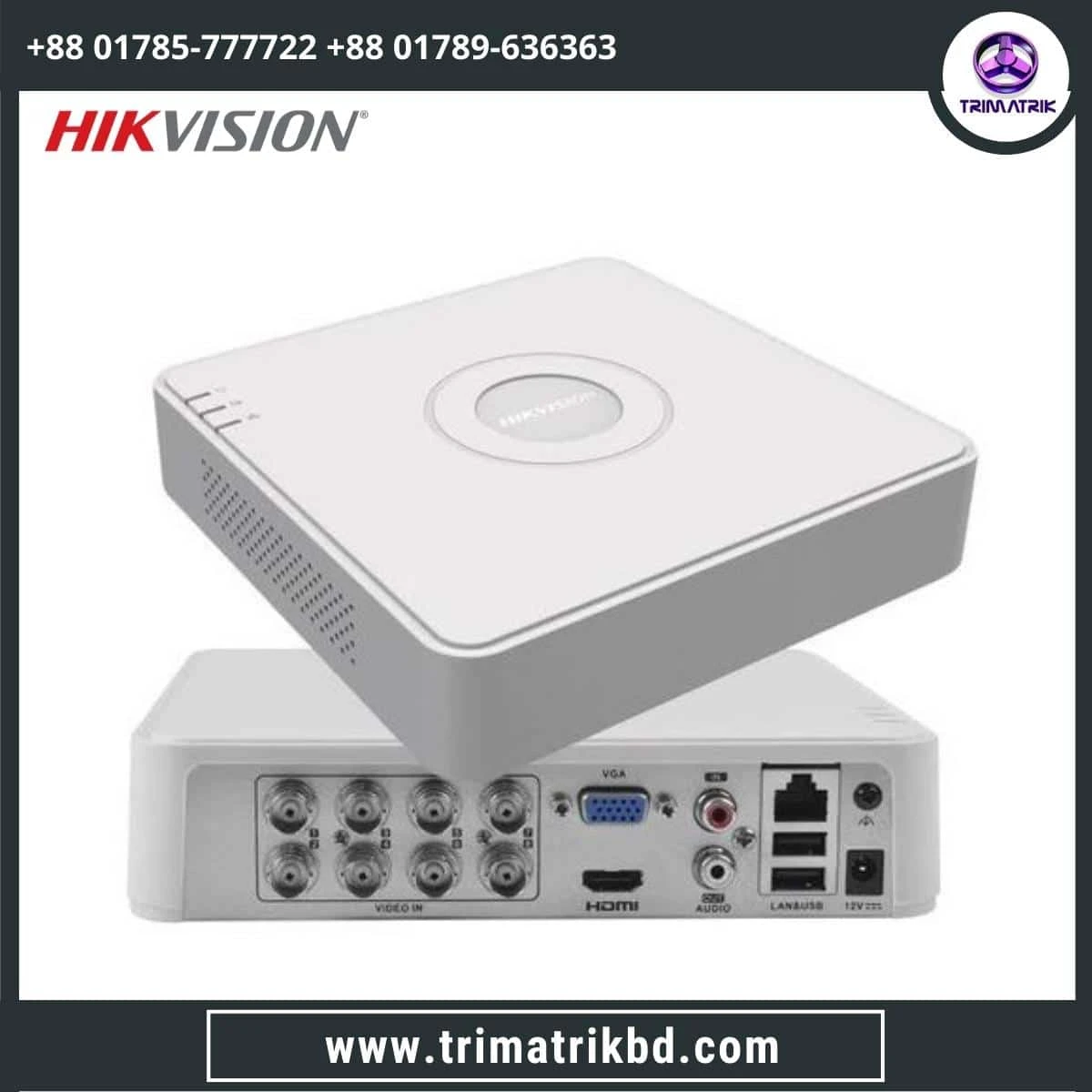 Hikvision DS-7108HGHI-K1 8-CH 1-Sata HDDs Turbo HD Video Recording DVR/XVR