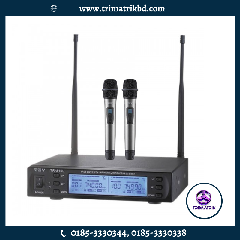 TEV TR-8100 DIGITAL UHF 100CH TRUE DIVERSITY WIRELESS MICROPHONE SYSTEM