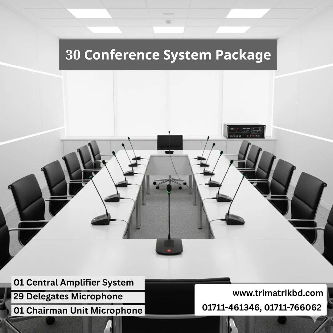 Verbex 30 Pes Conference System Package | 1 Central Amplifier, 29 Delegate Units, and 1 Chairman Unit | Ideal for Police & Defense Offices