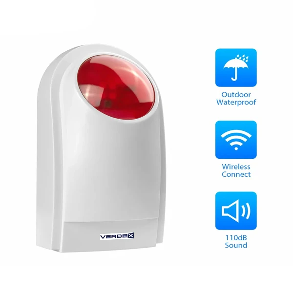 Verbex Wireless Indoor and Outdoor Security Siren Strobe Flash Light Horn for Alarm System