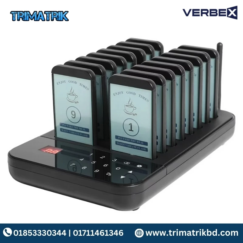 Verbex  VT-F1010B Wireless Restaurant Pager System Guest Customer Calling 10 Beepers Pager Buzzer For Restaurant Food Court Cafe Beach Bar
