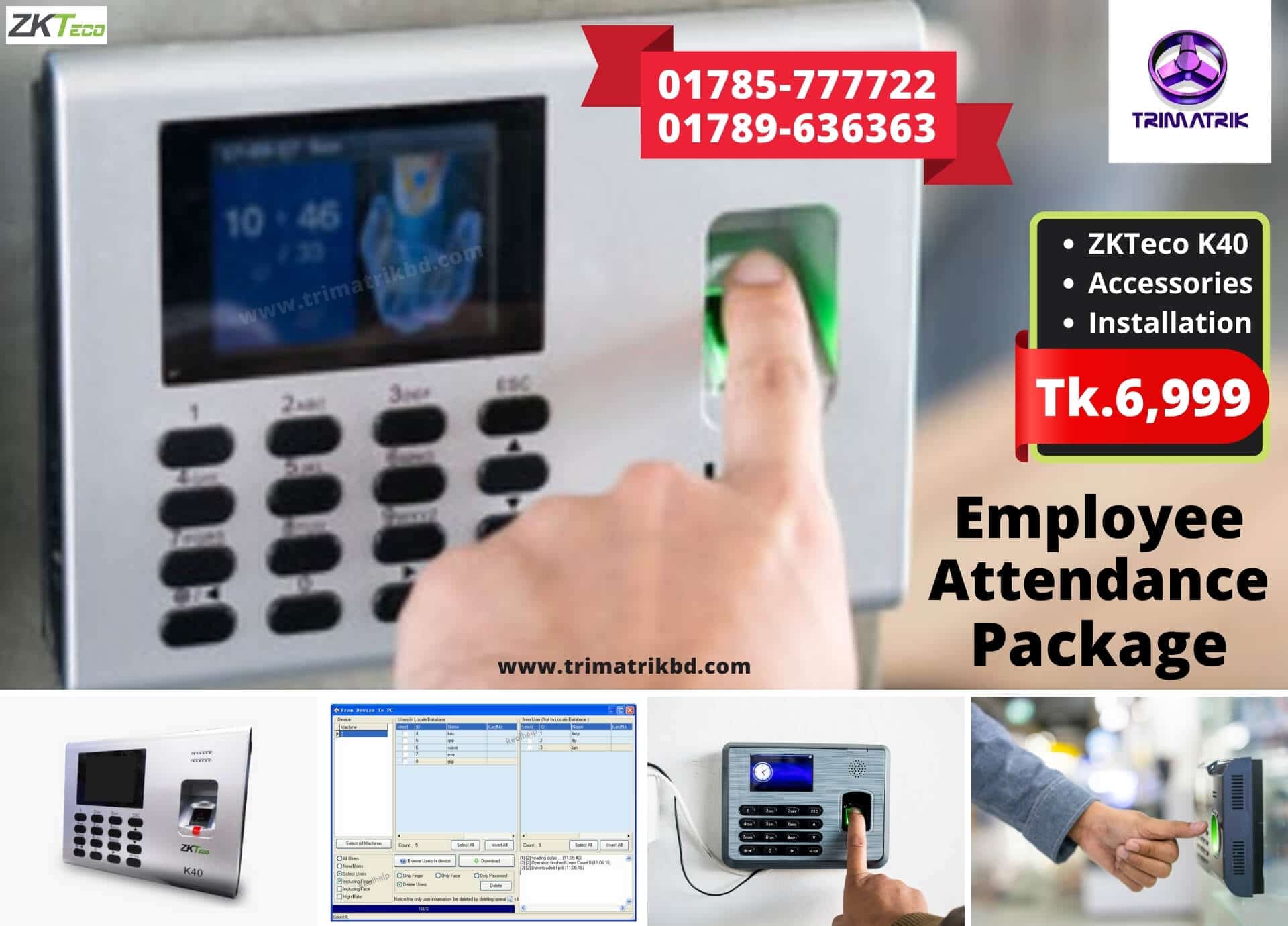 ZKTeco Time Attendance Discount Package With Installation