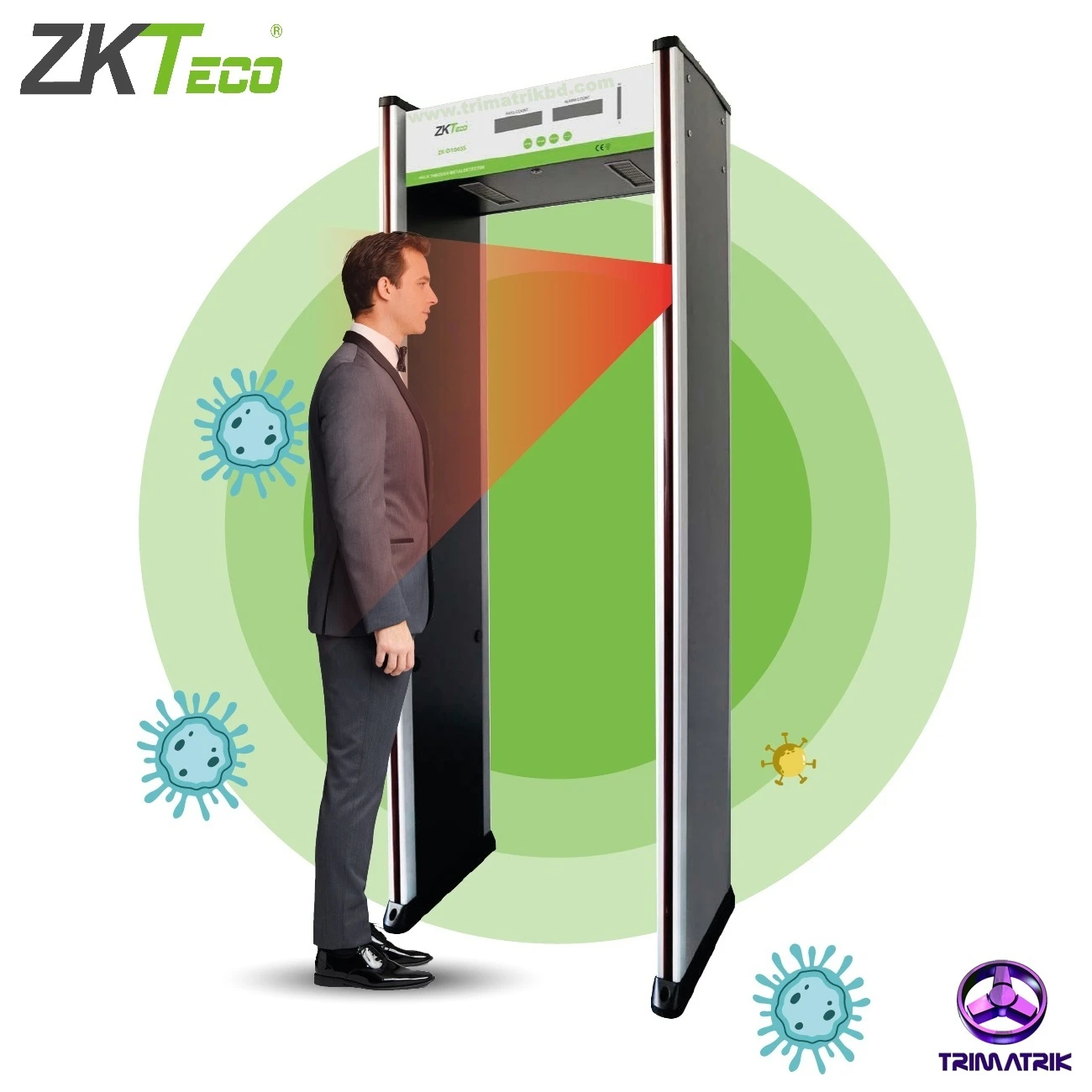 ZKTeco ZK-D3180S (TD) METAL DETECTOR ARC WITH TEMPERATURE METER